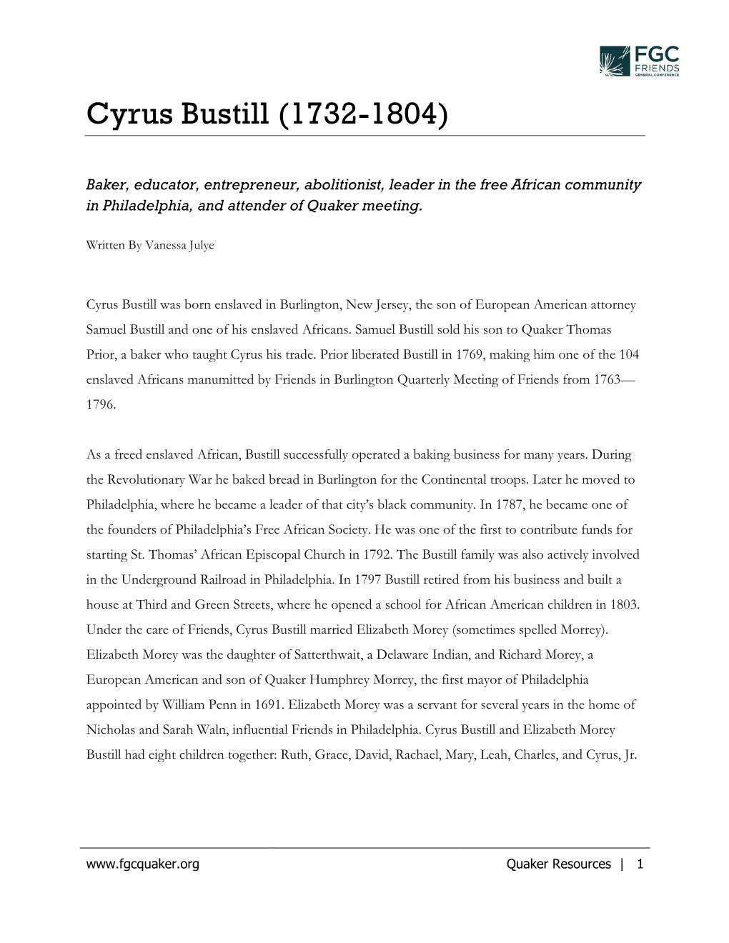 Cyrus Bustill (1732-1804)