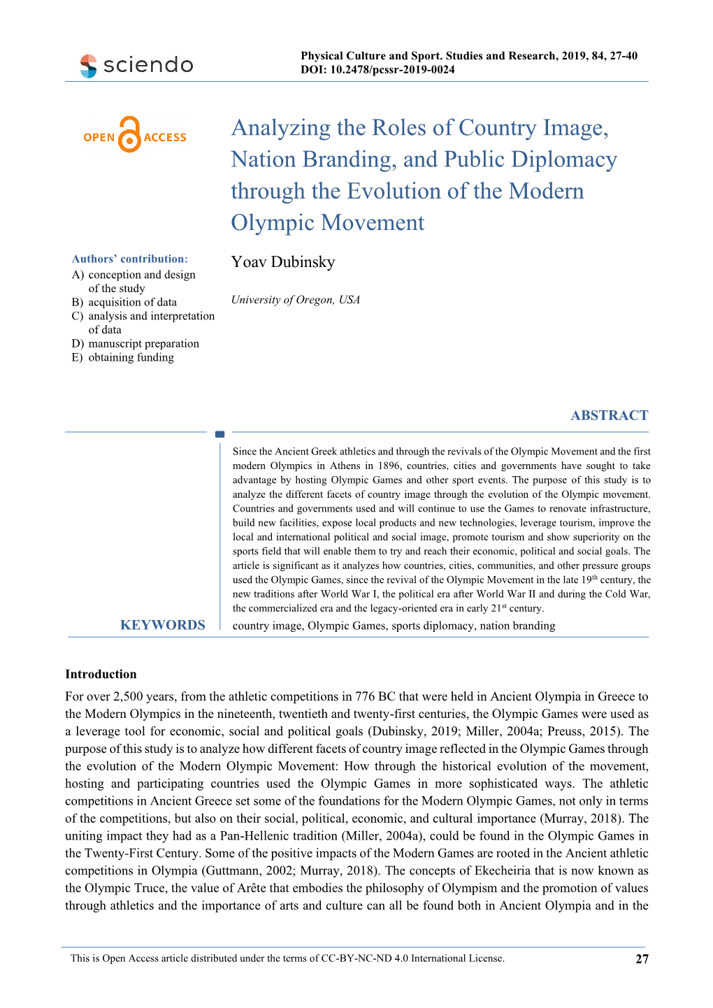 Analyzing the Roles of Country Image, Nation Branding, and Public Diplomacy Through the Evolution of the Modern Olympic Movement