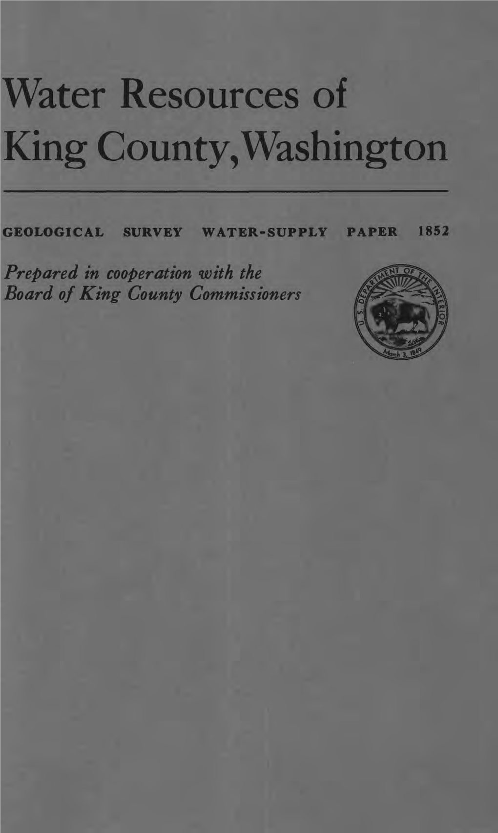 Water Resources of King County,Washington