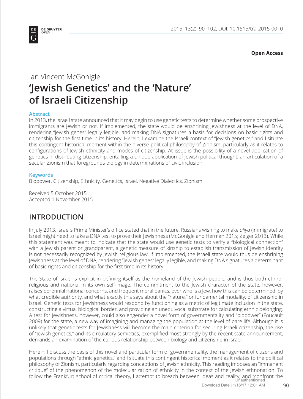 'Jewish Genetics' And