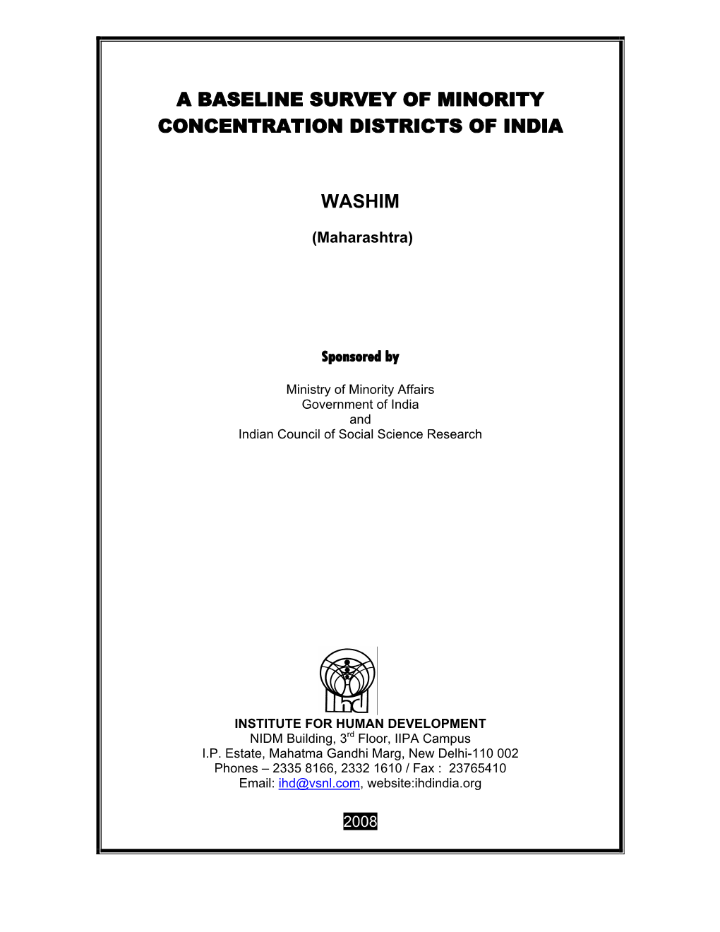 A Baseline Survey of Minority Concentration Districts of India Washim