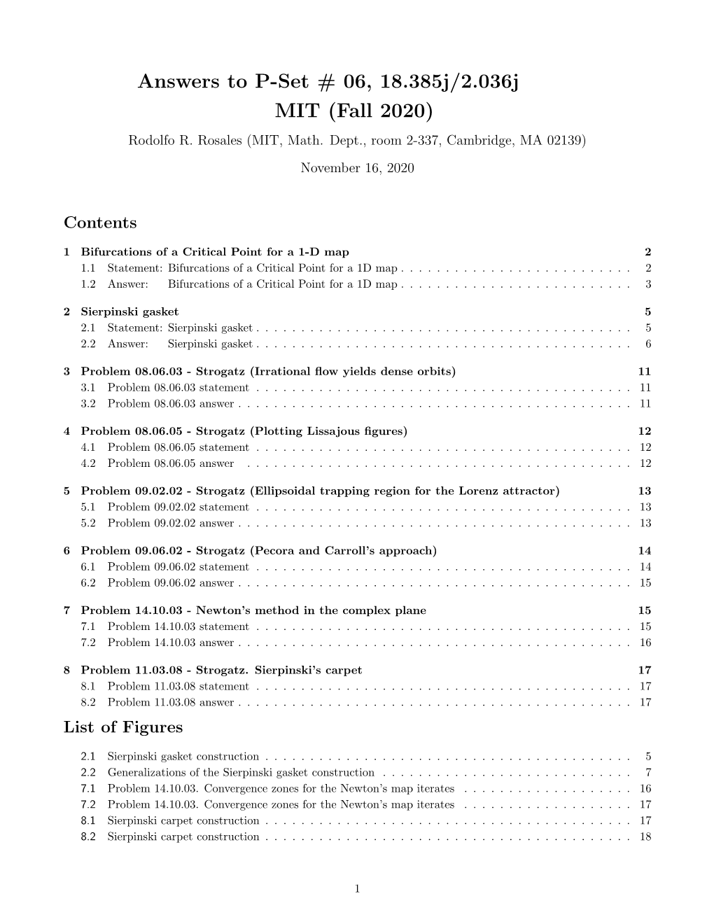 Answers to P-Set # 06, 18.385J/2.036J MIT (Fall 2020) Rodolfo R