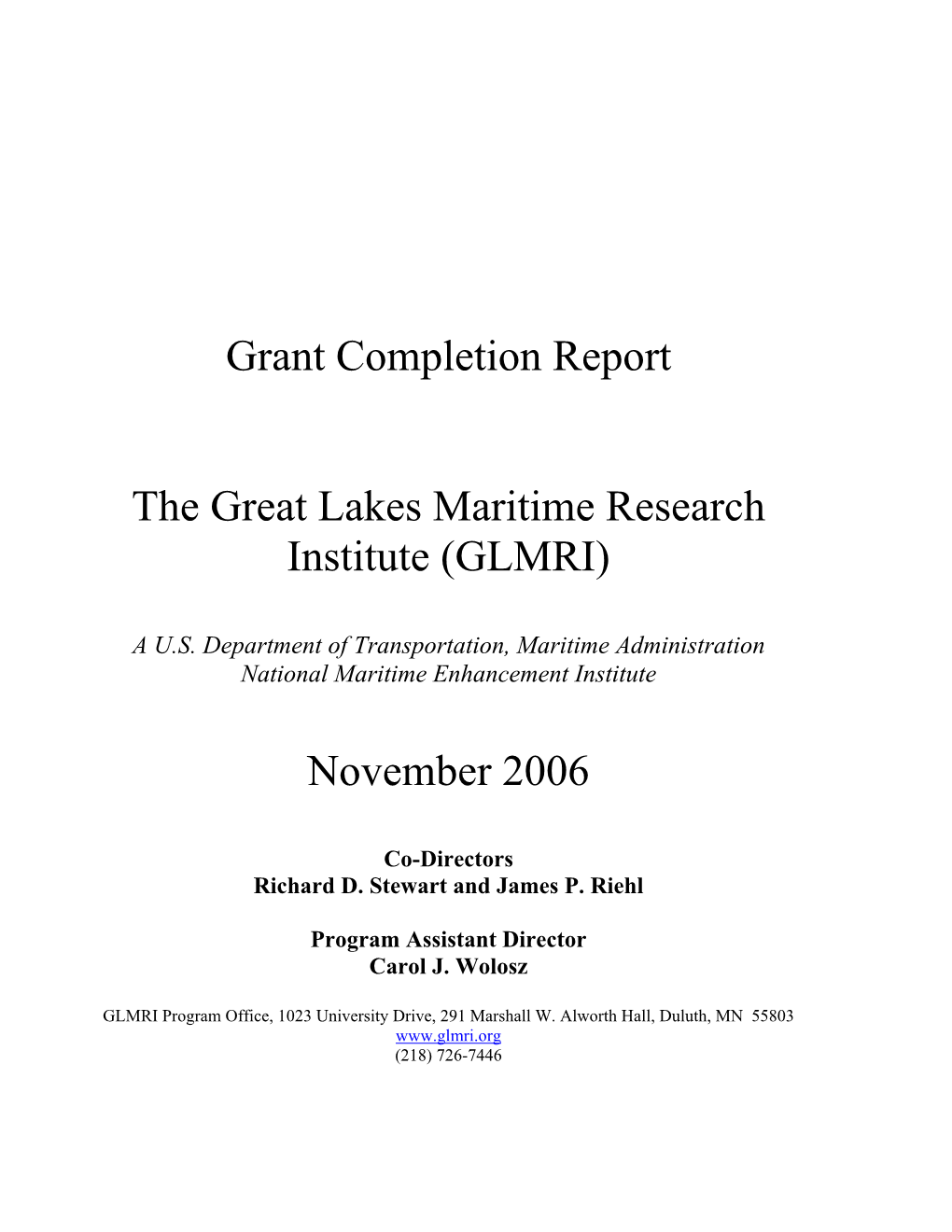 GLMRI End of Grant Report (May 2005