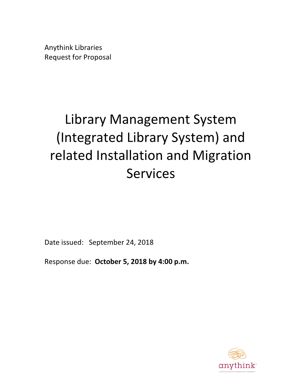 Anythink RFP for Library Management