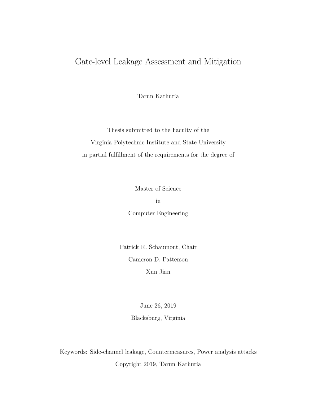 Gate-Level Leakage Assessment and Mitigation