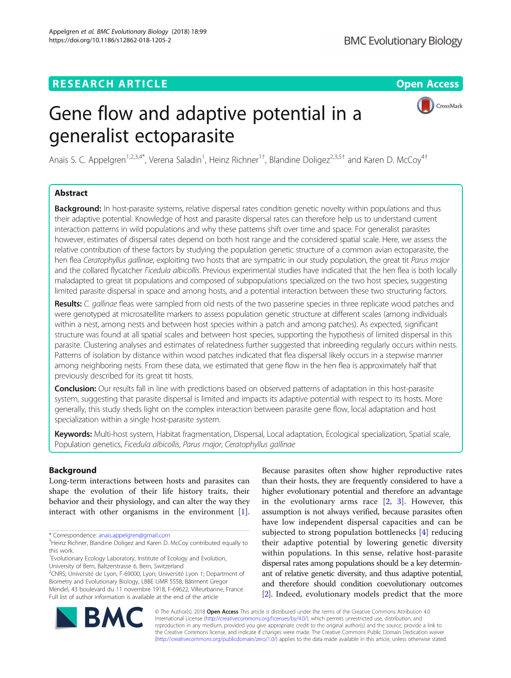 Gene Flow and Adaptive Potential in a Generalist Ectoparasite Anaïs S