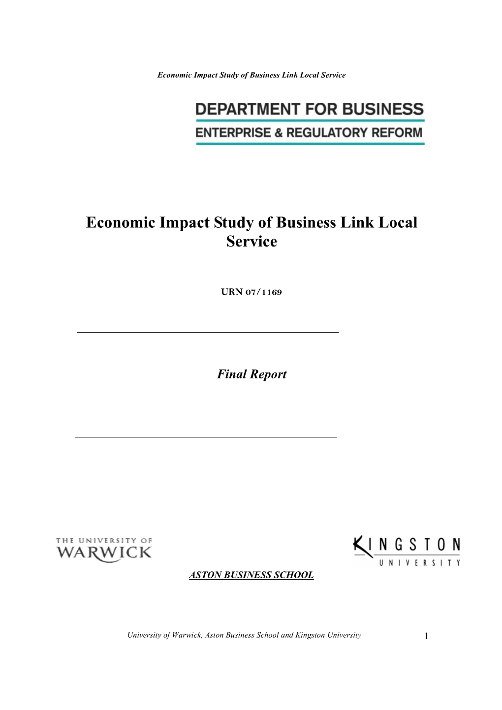 Economic Impact Study of Business Link Local Service