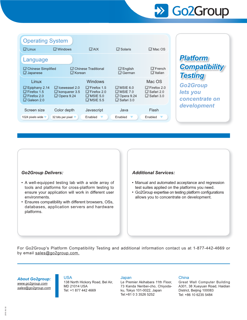 Platform Compatibility Testing and Additional Information Contact Us at 1-877-442-4669 Or by Email Sales@Go2group.Com