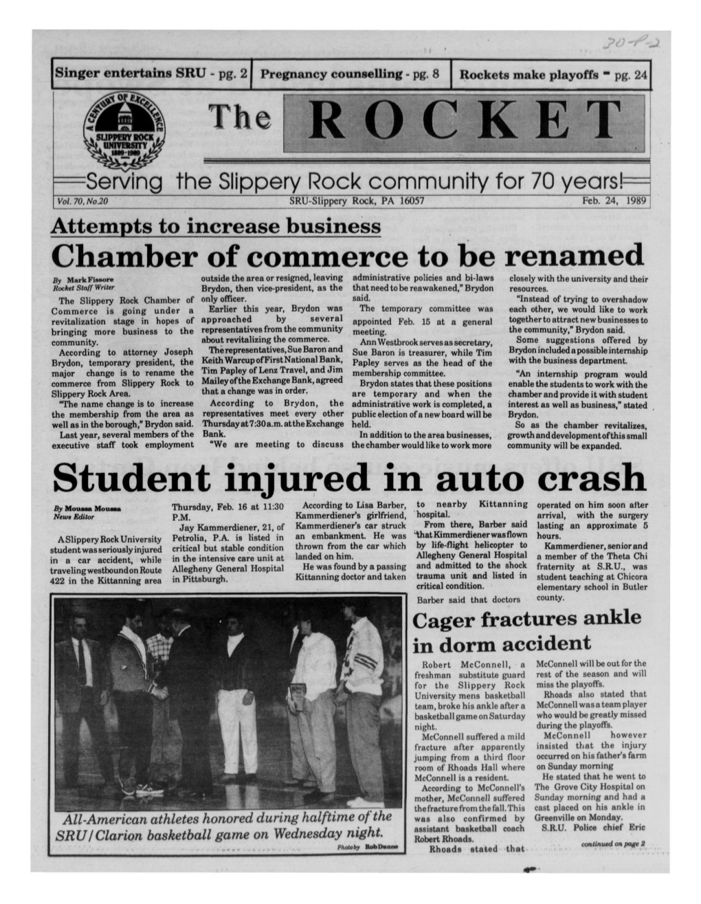 The ROCKET Serving the Slippery Rock Community for 70 Years!: Vol.70,No.20 SRU-Slippery Rock, PA 16057 Feb