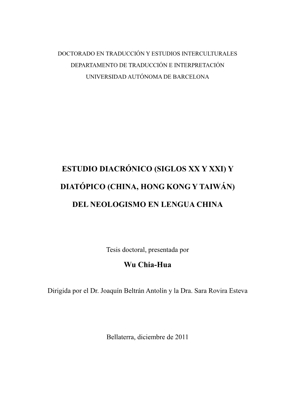 Siglos Xx Y Xxi) Y Diatópico (China, Hong Kong Y Taiwán