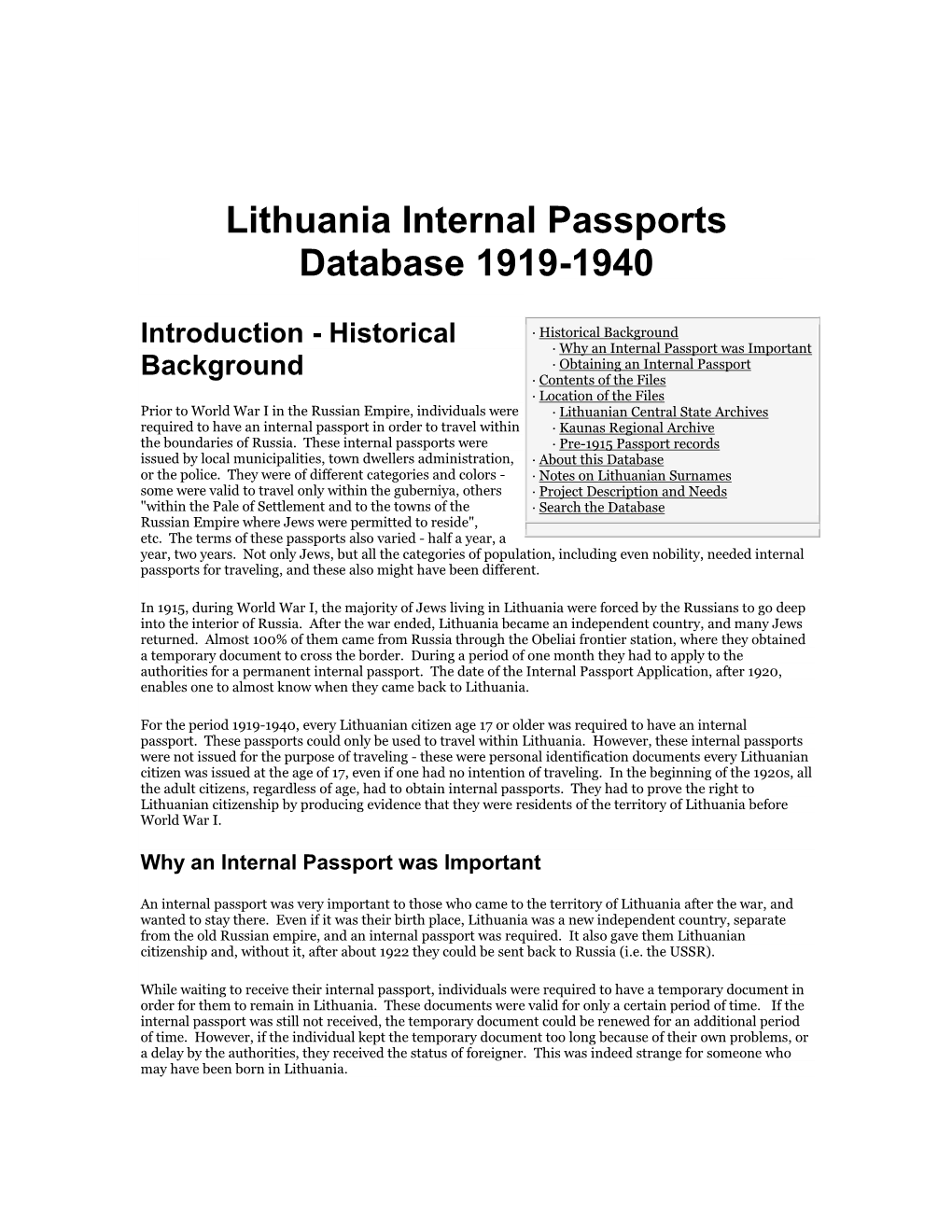 Lithuania Internal Passports Database 1919-1940