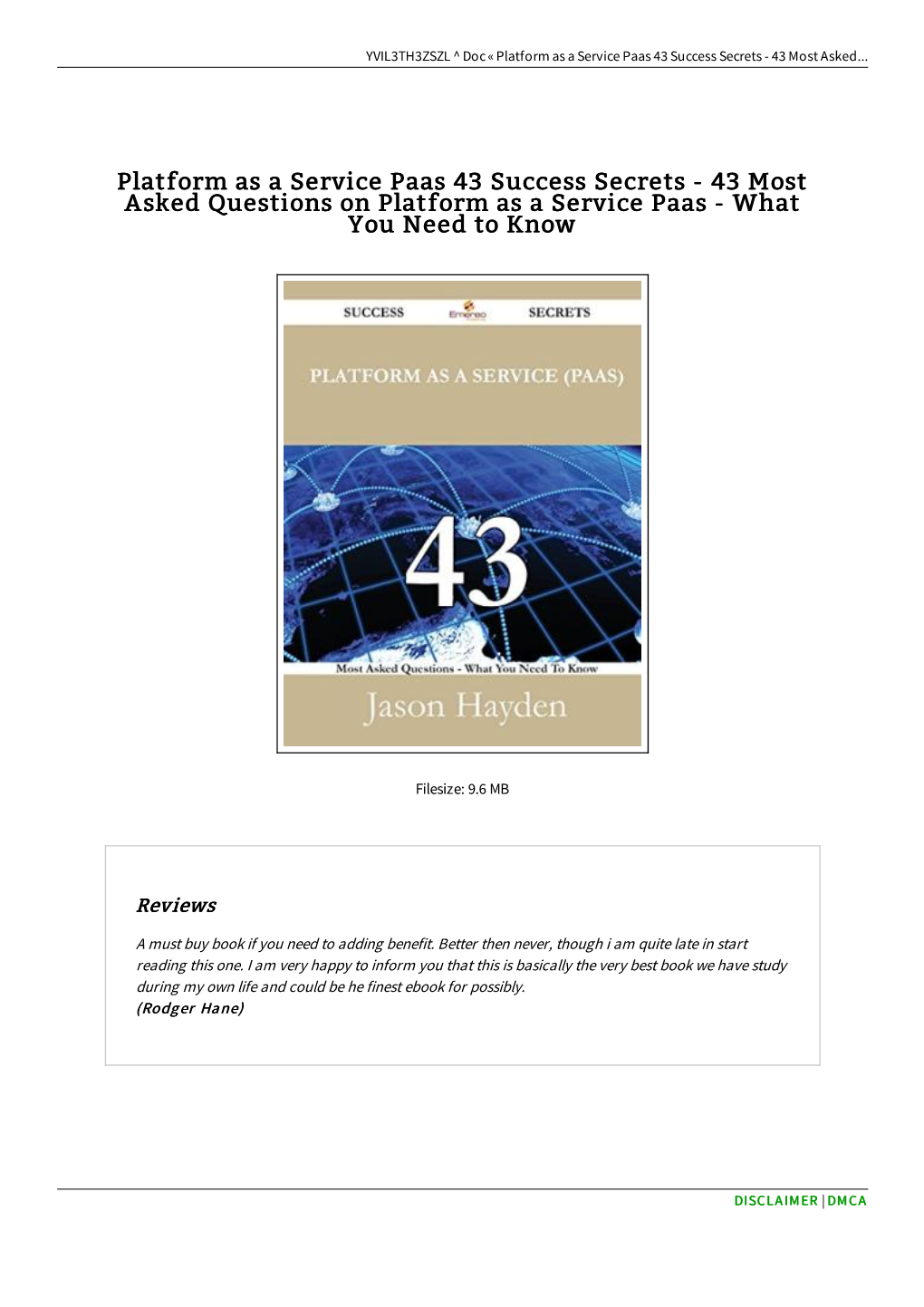 Download PDF \\ Platform As a Service Paas 43 Success Secrets