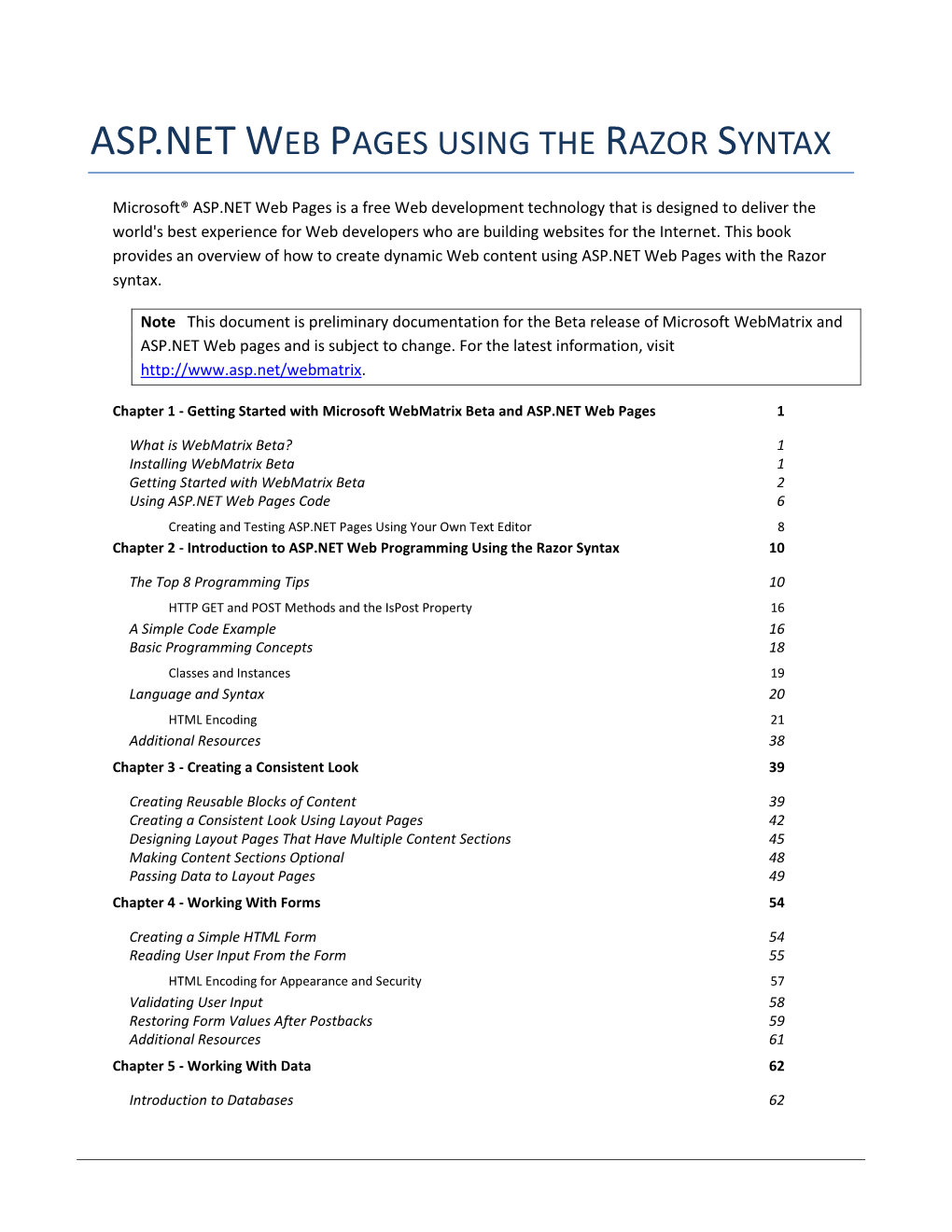 Asp.Net Web Pages Using the Razor Syntax