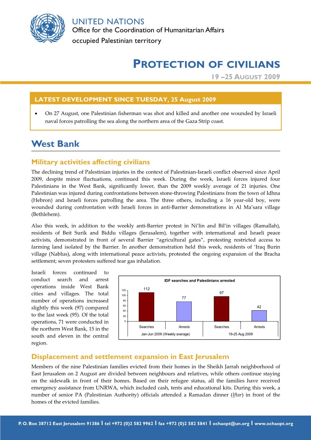 Protection of Civilians 19 –25 August 2009