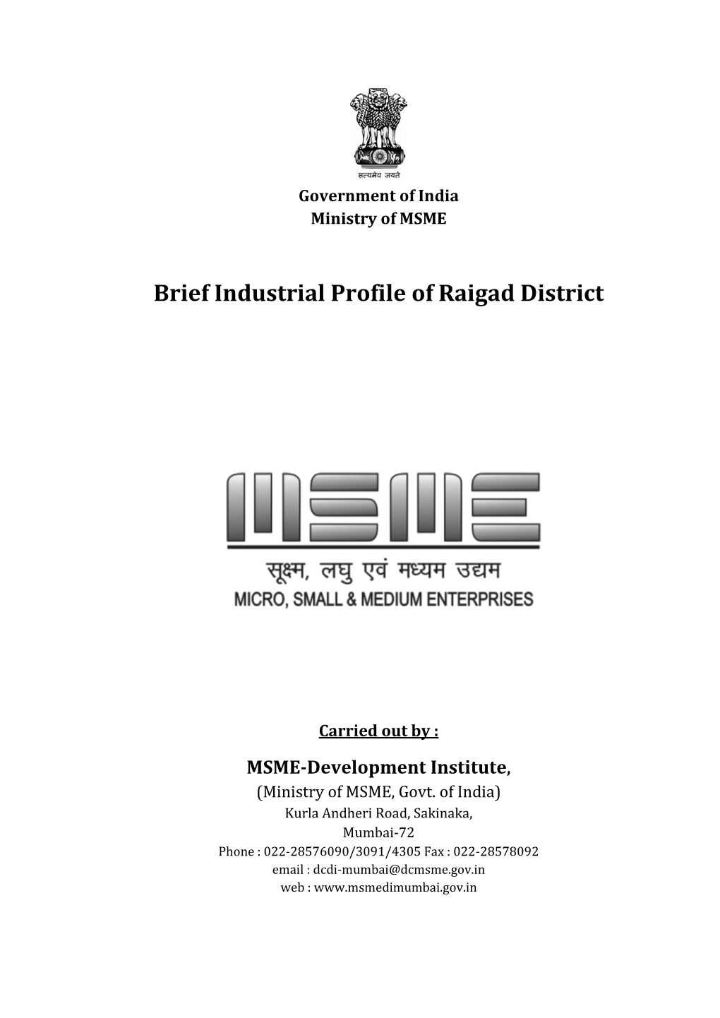 Brief Industrial Profile of Raigad District