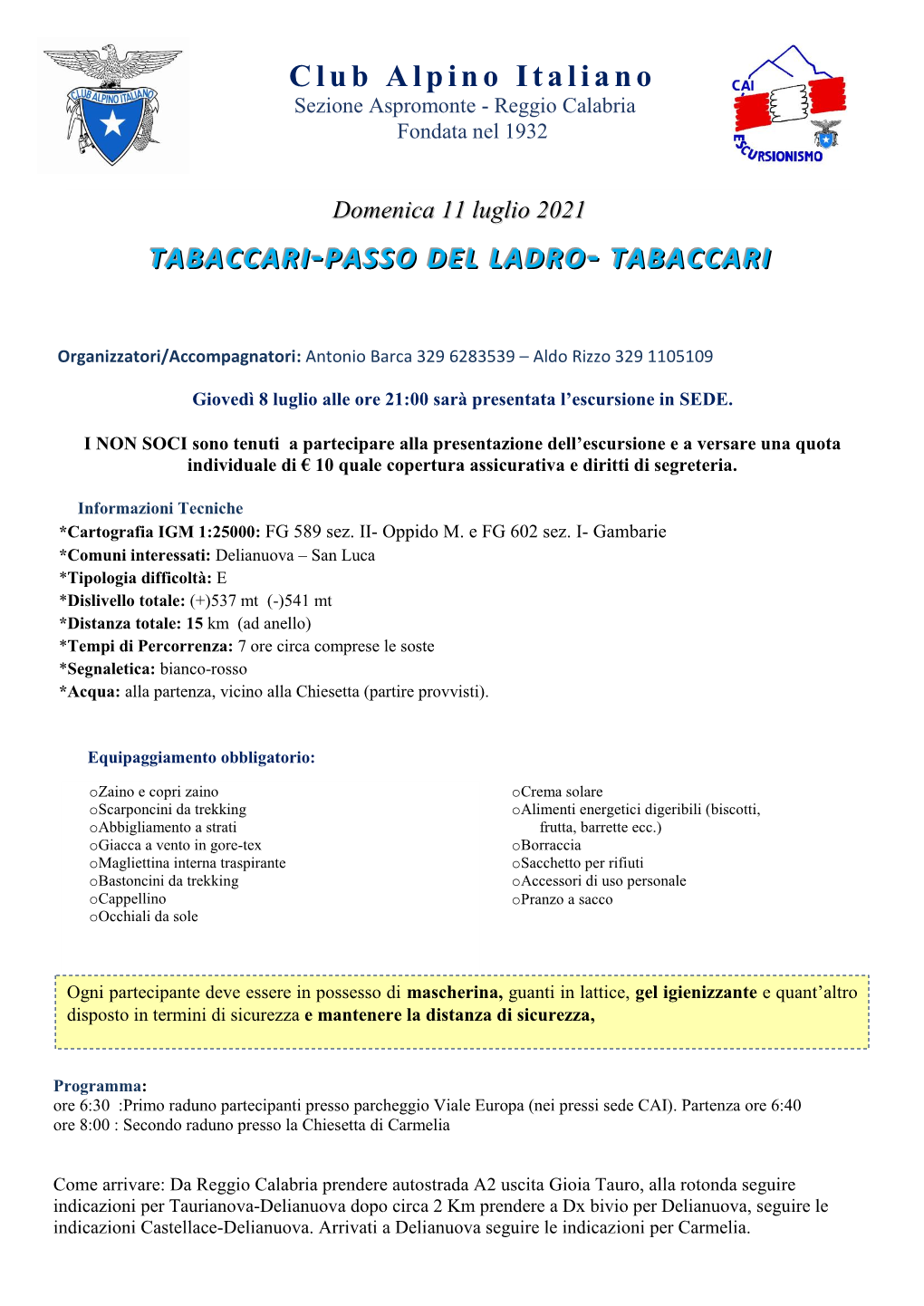 SCHEDA Tabaccari-Passo Del Ladro 11 Luglio 2021