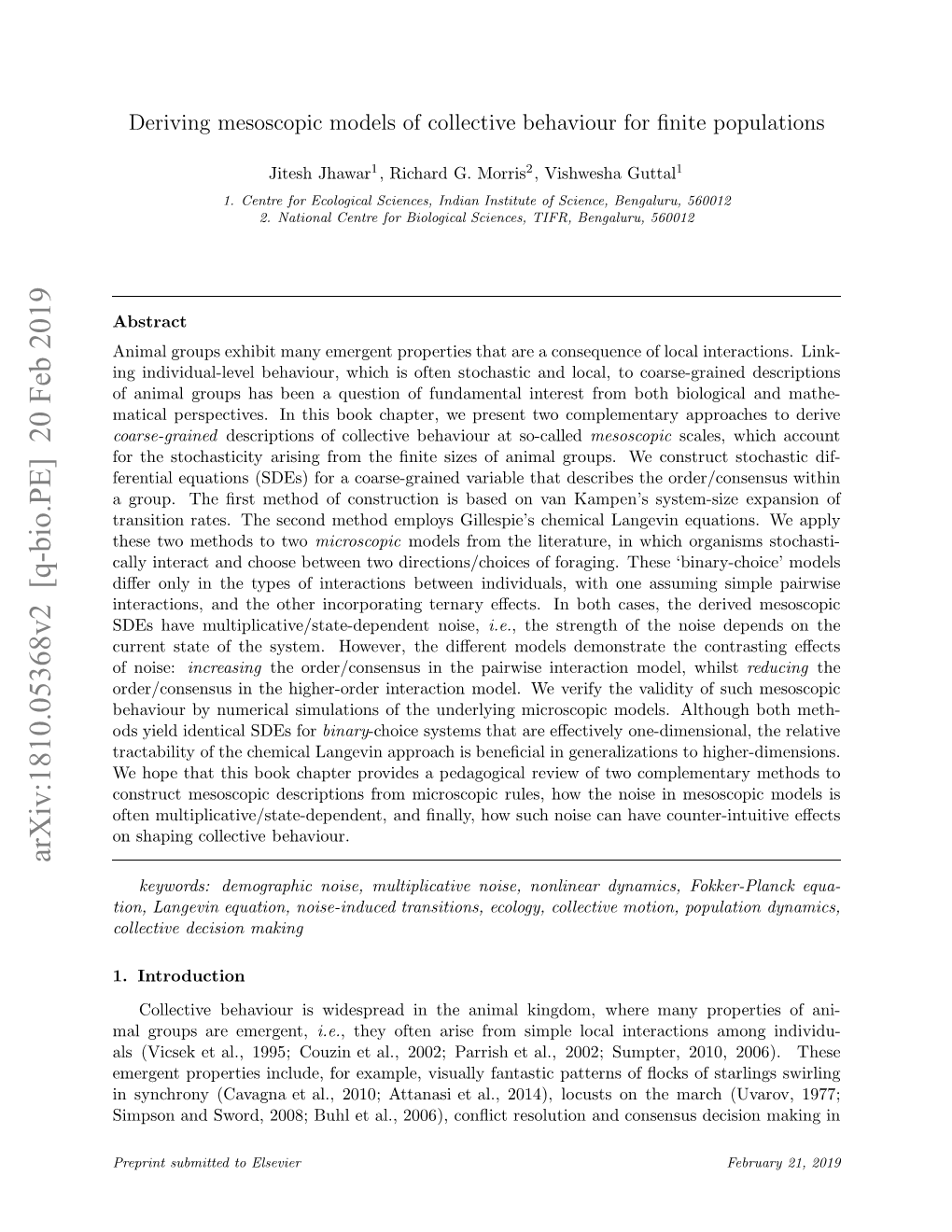 Arxiv:1810.05368V2 [Q-Bio.PE] 20 Feb 2019 a Rusaeemergent, Are Groups Mal .Introduction 1