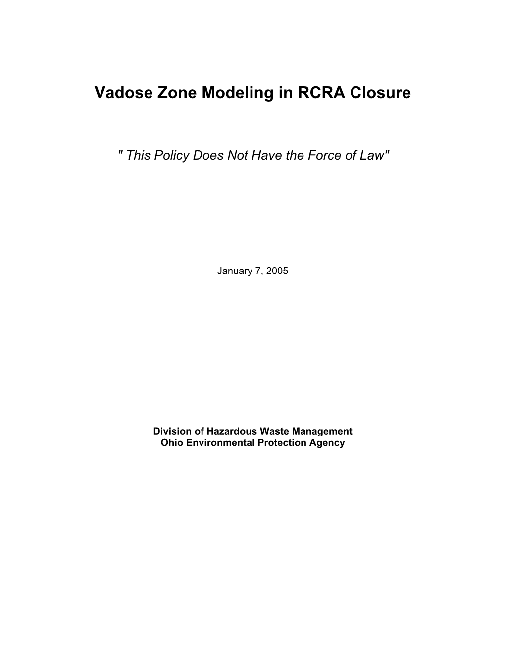 Vadose Zone Modeling in RCRA Closure