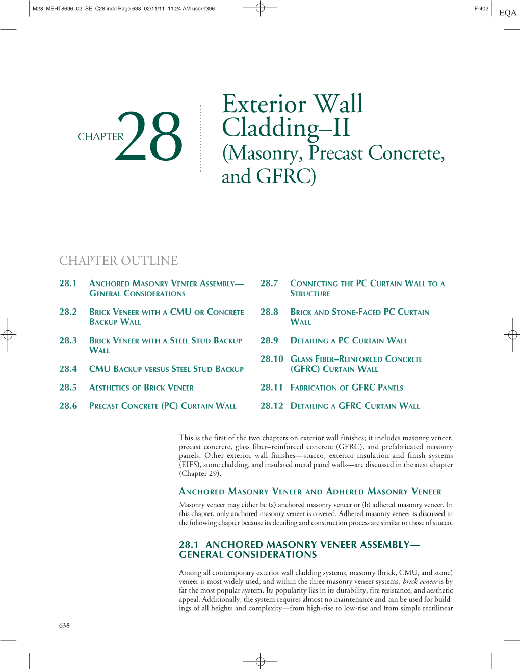 Exterior Wall Cladding–II (Masonry, Precast Concrete, and GFRC)