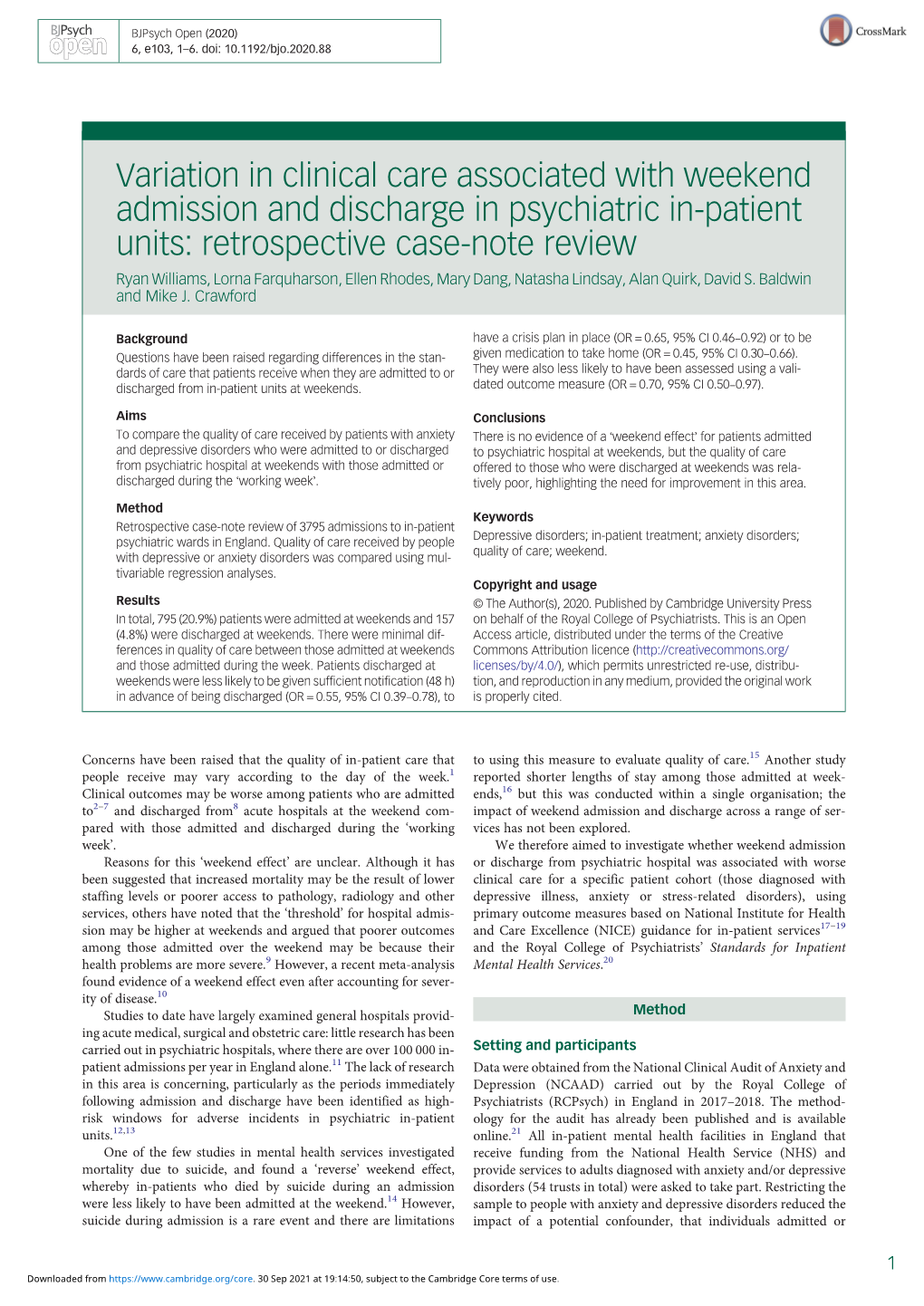 Variation in Clinical Care Associated with Weekend Admission And