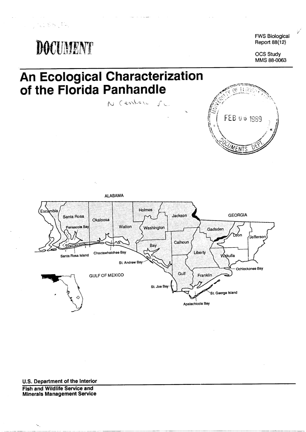 An Ecological Characterization of the Florida Panhandle ,- P,, P,, C Ct\$-.%1 *- J