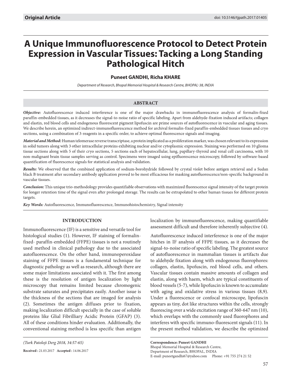 A Unique Immunofluorescence Protocol to Detect Protein Expression in Vascular Tissues: Tacking a Long Standing Pathological Hitch