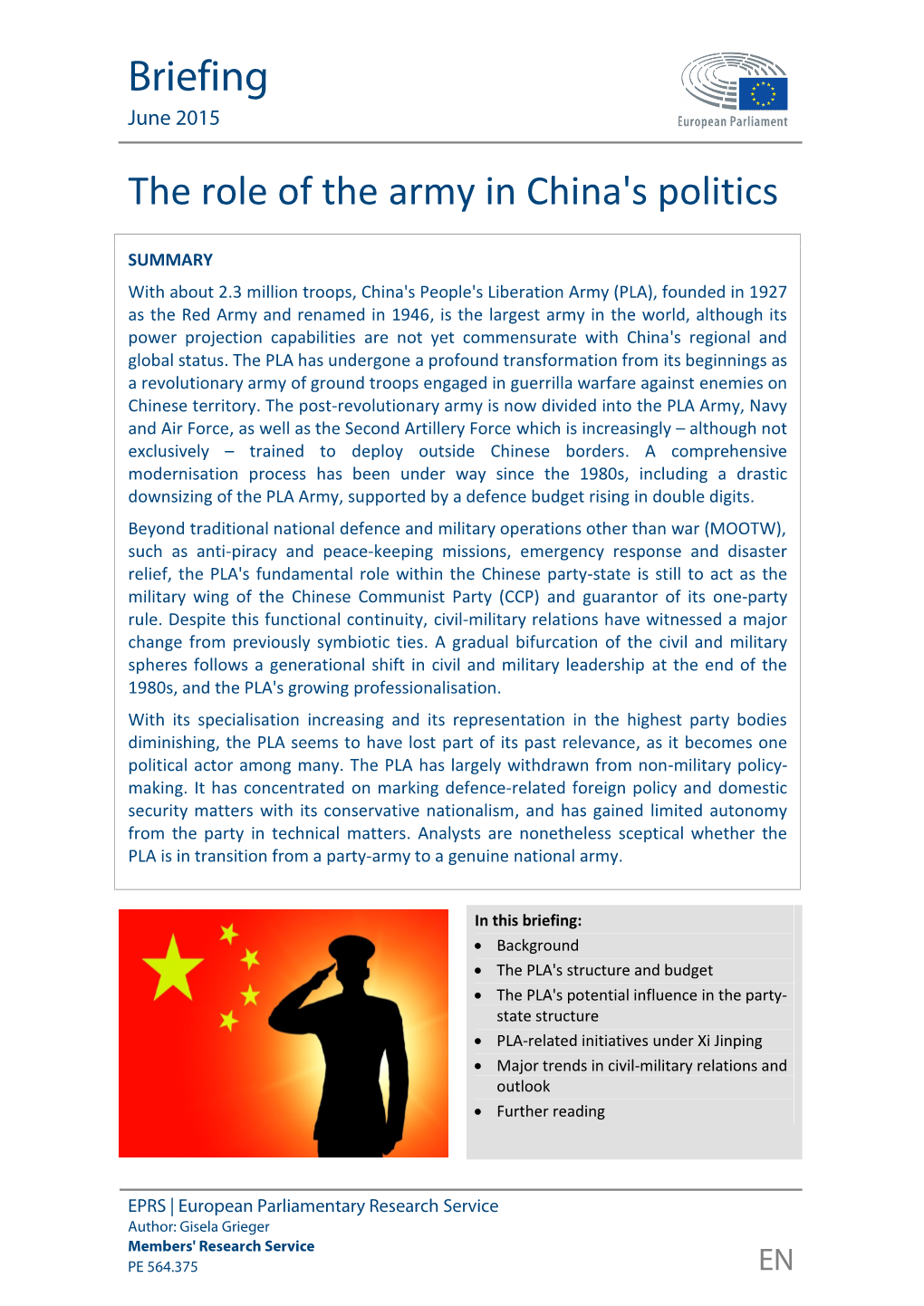 The Role of the Army in China's Politics