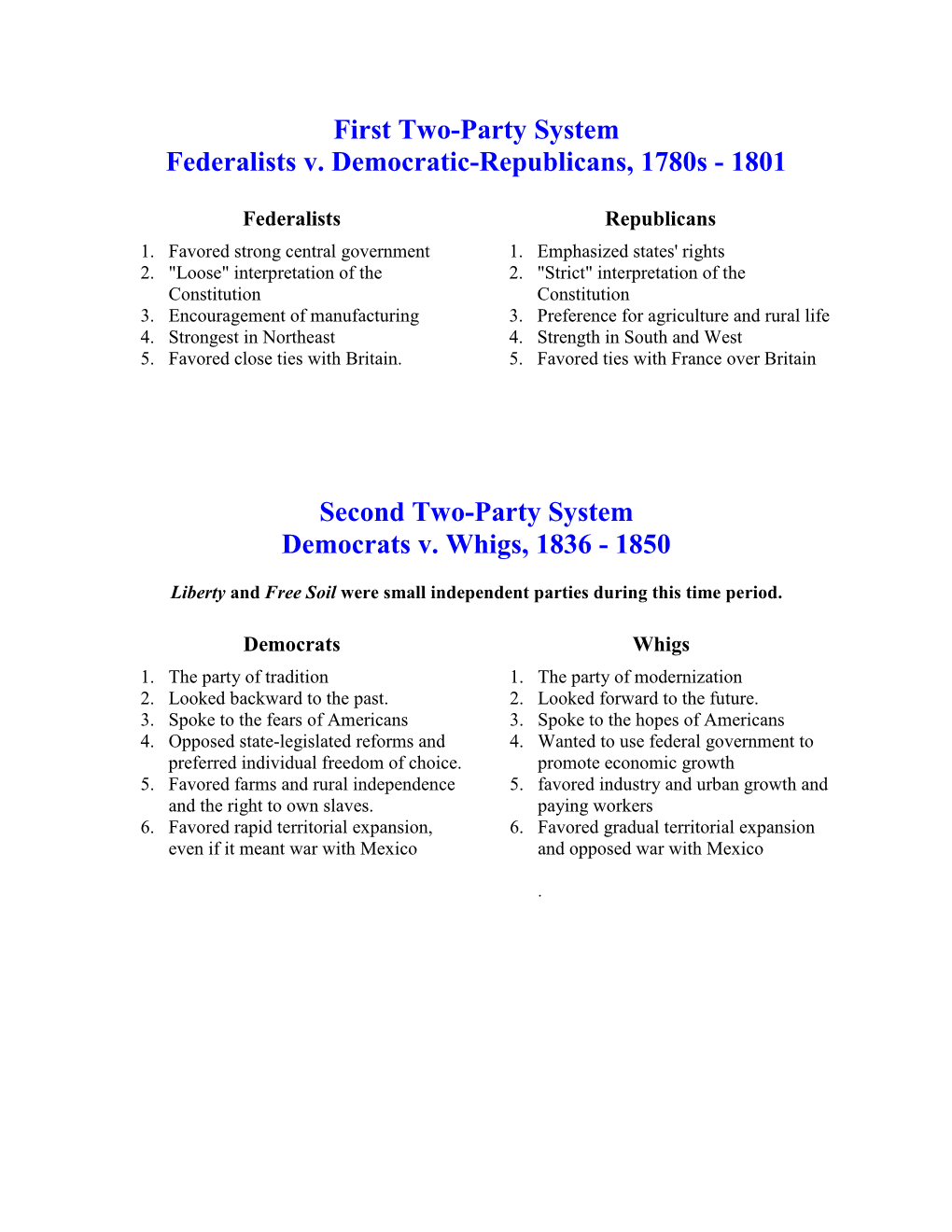 First Two-Party System Federalists V. Democratic-Republicans, 1780S - 1801