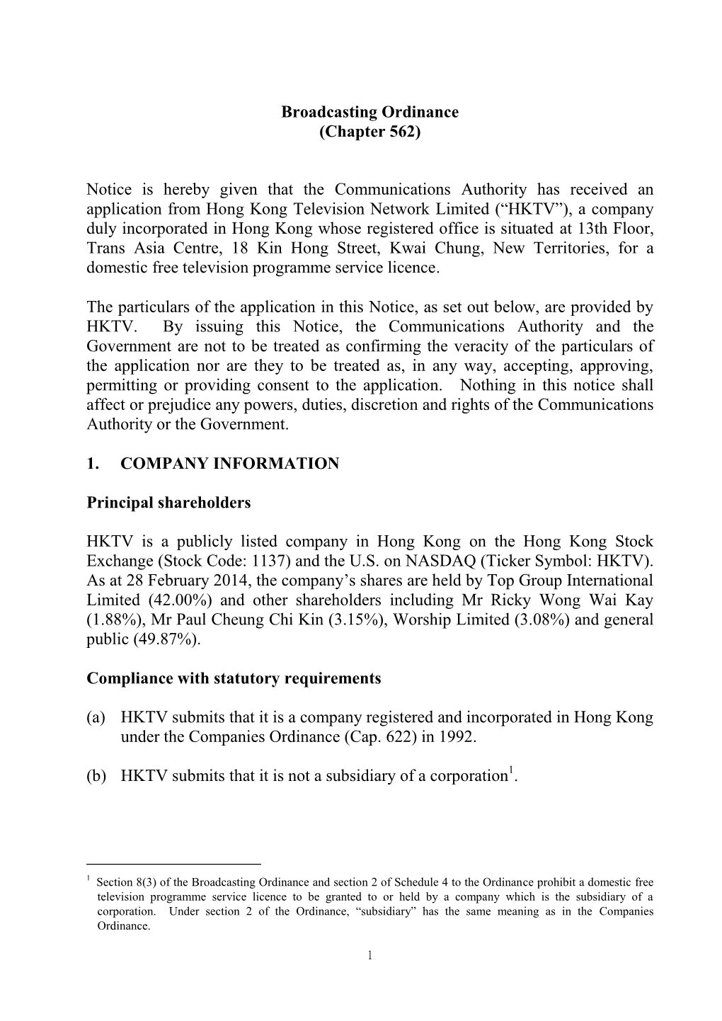 Telecommunications Ordinance