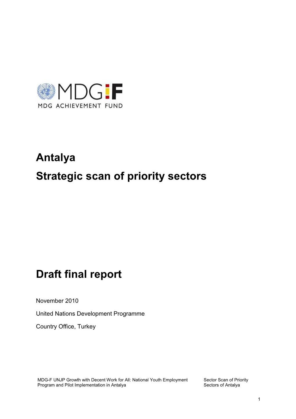 Draft Final Report Antalya Strategic Scan of Priority Sectors