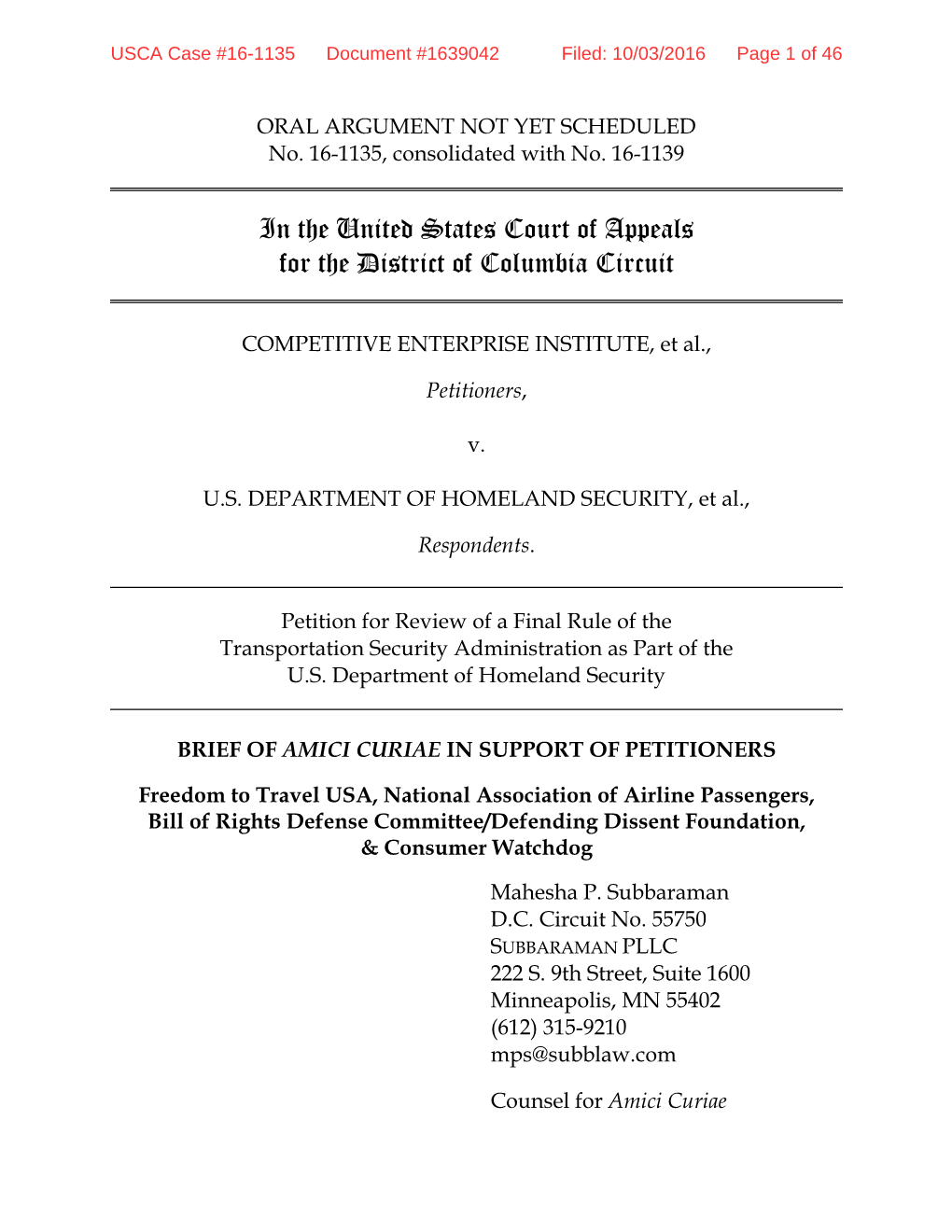 Freedom to Travel USA Amicus Brief