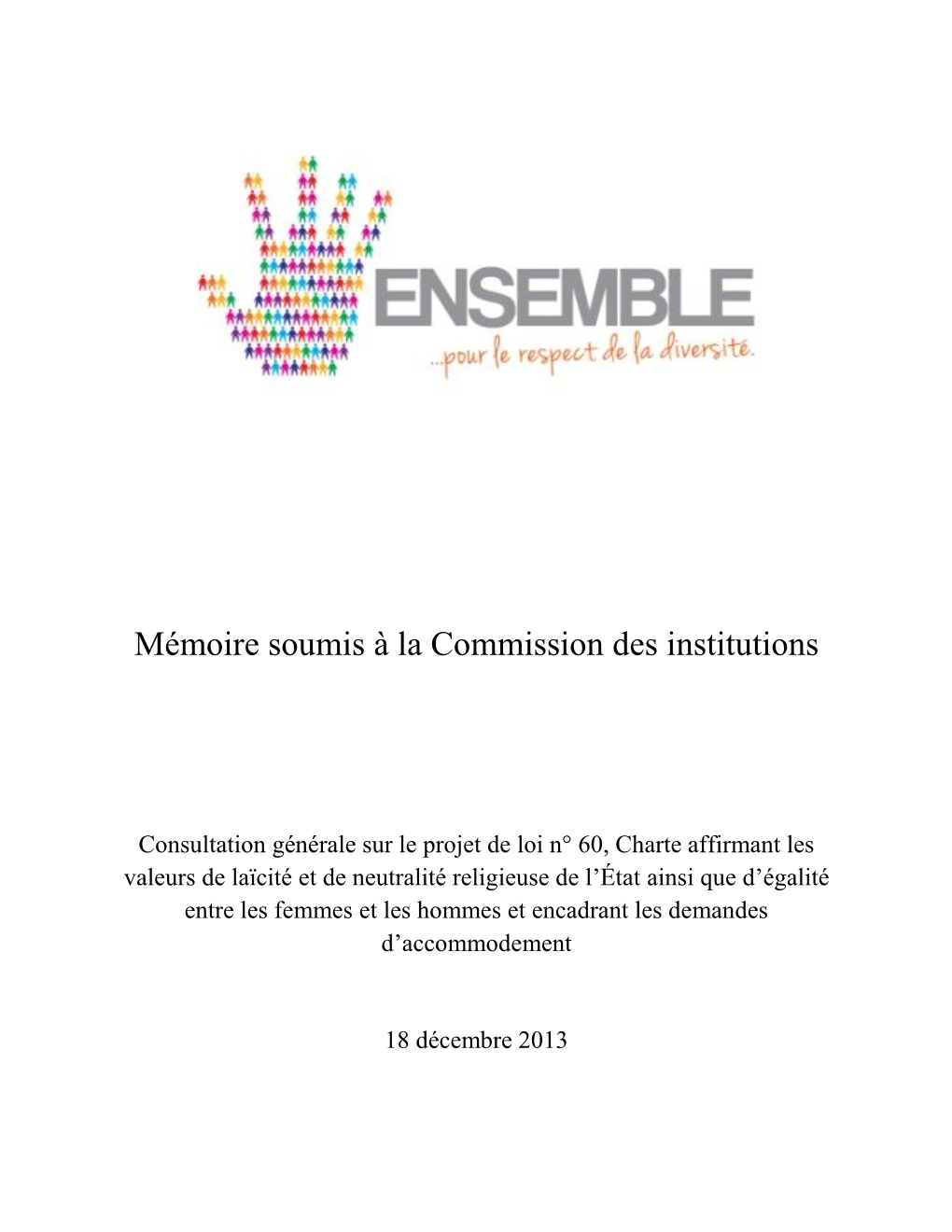 Mémoire Soumis À La Commission Des Institutions