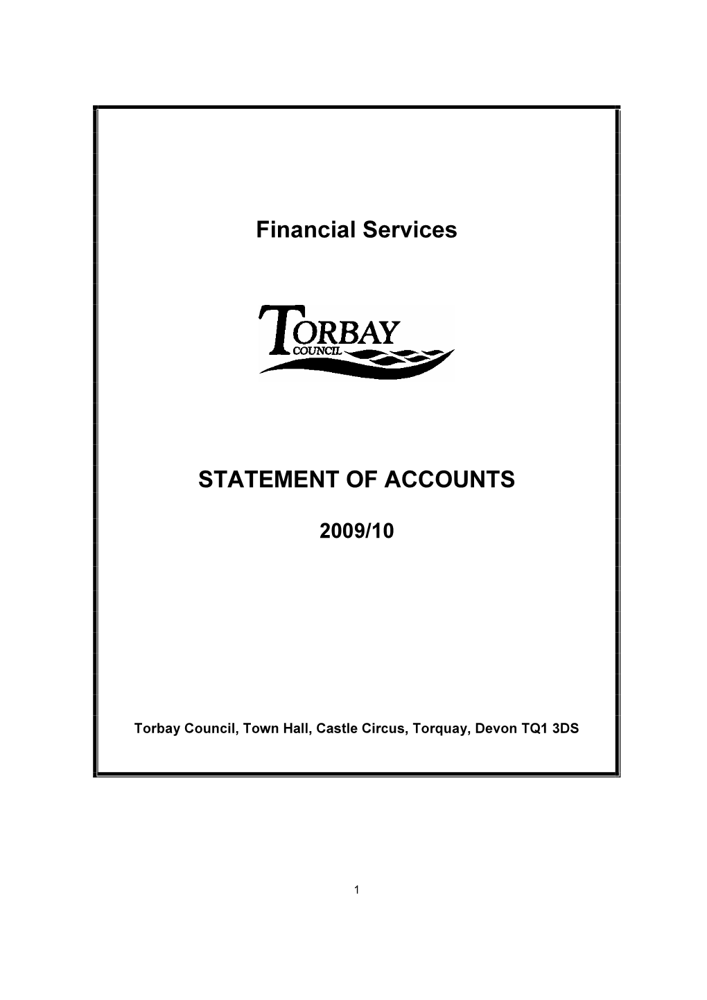 Financial Services STATEMENT of ACCOUNTS