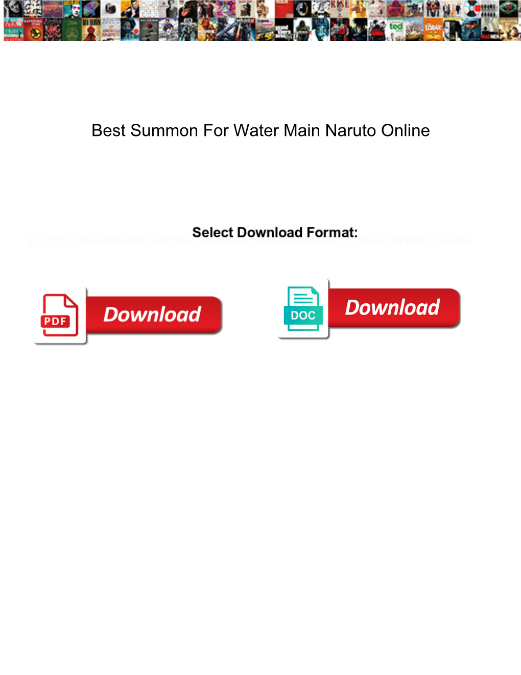 Best Summon for Water Main Naruto Online