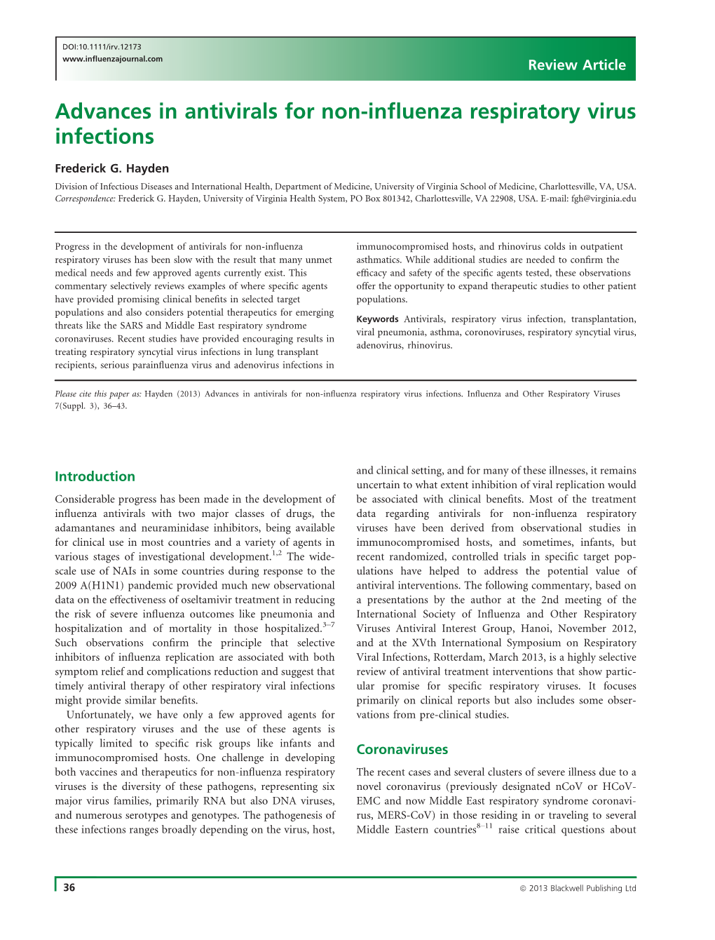 Advances in Antivirals for Noninfluenza Respiratory Virus