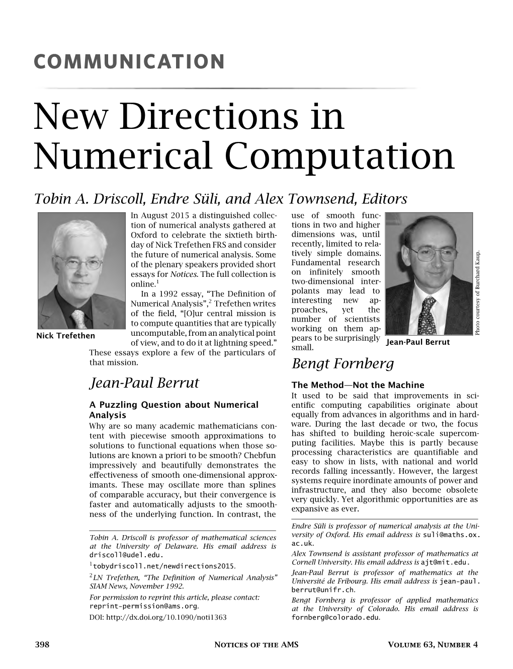 New Directions in Numerical Computation