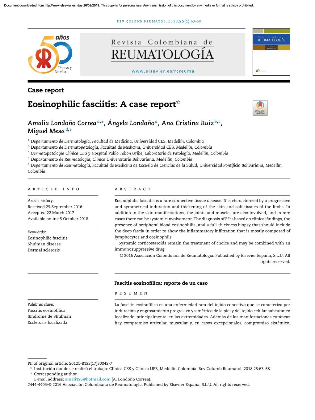 Eosinophilic Fasciitis: a Case Report