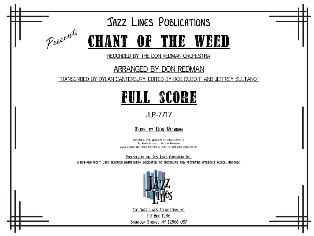 Chant of the Weed Full Score