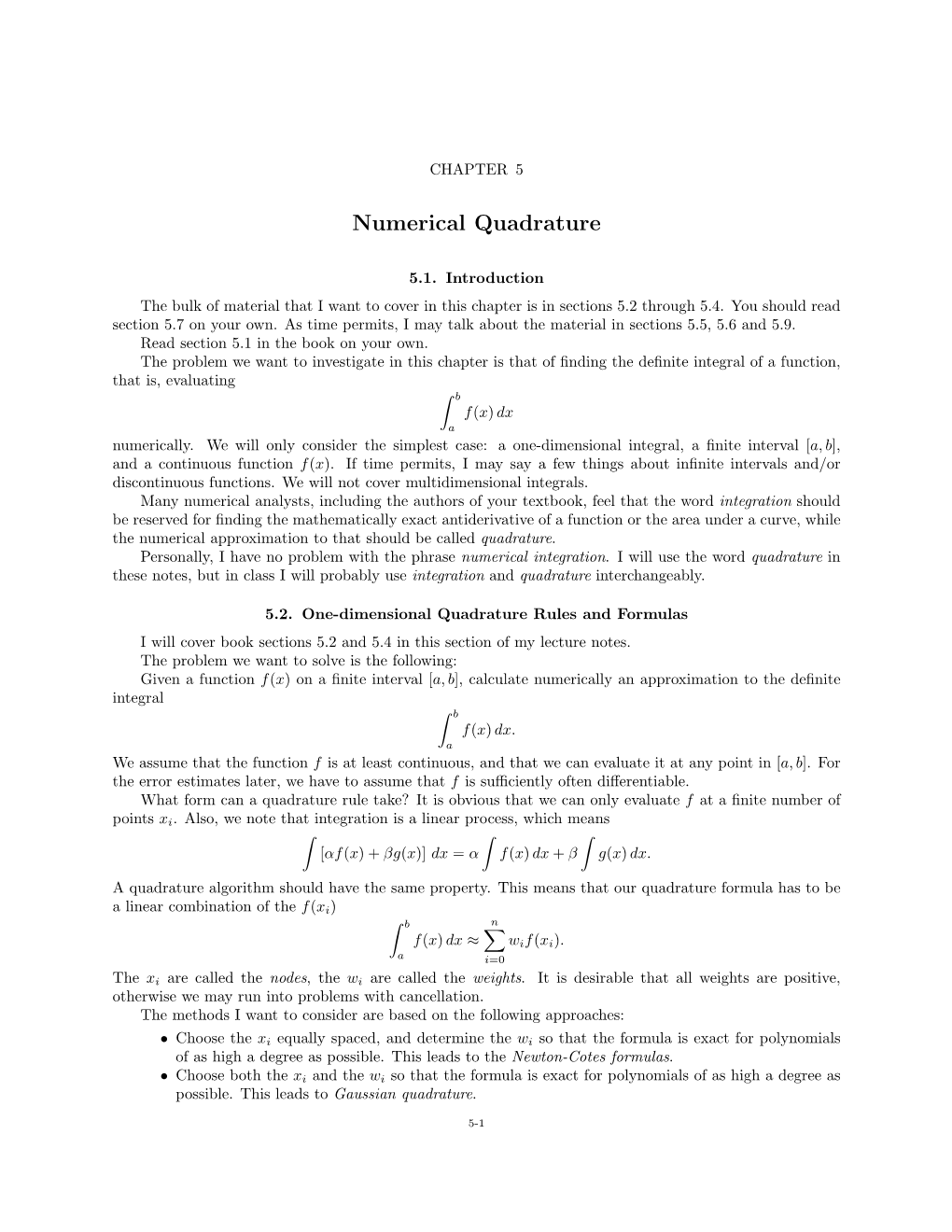 Numerical Quadrature