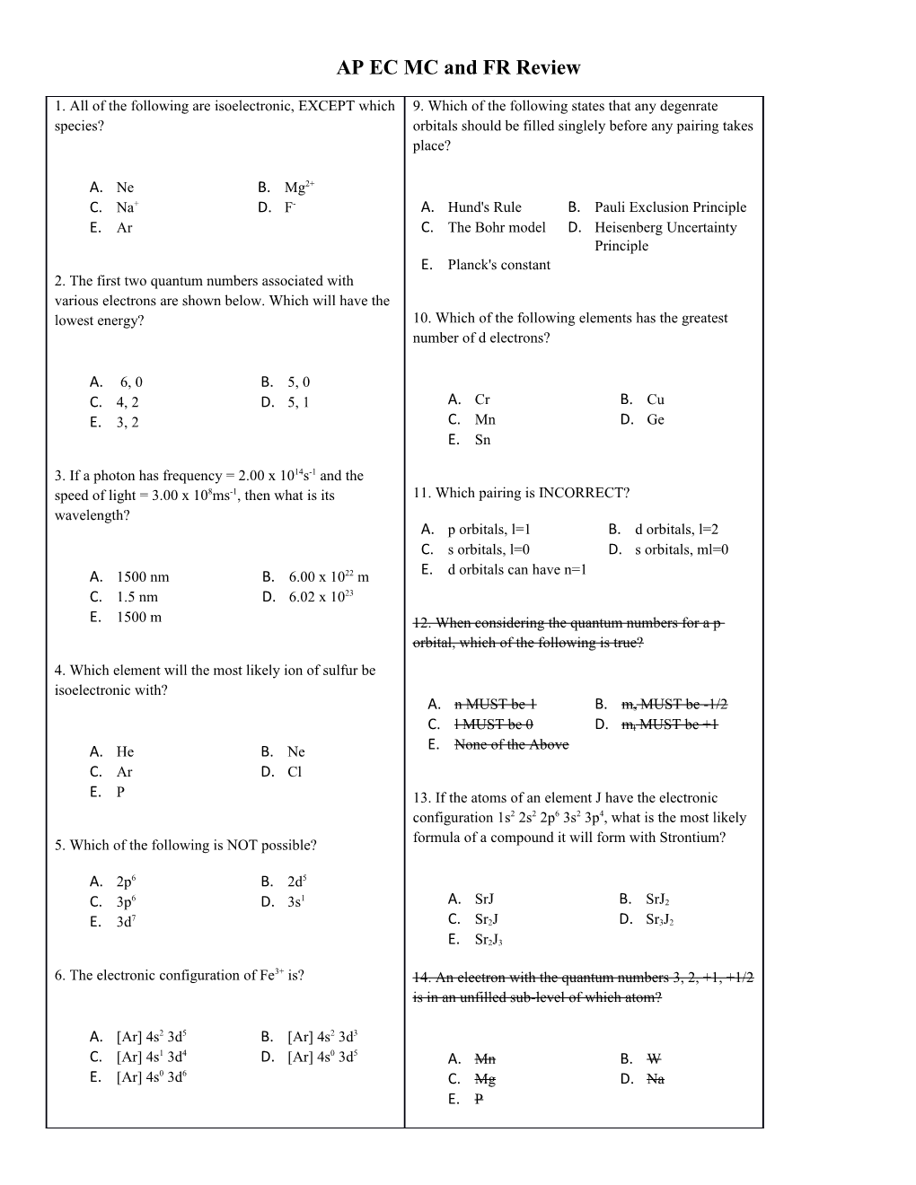 AP EC MC and FR Review