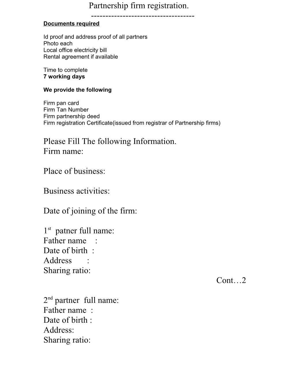 Partnership Firm Registration