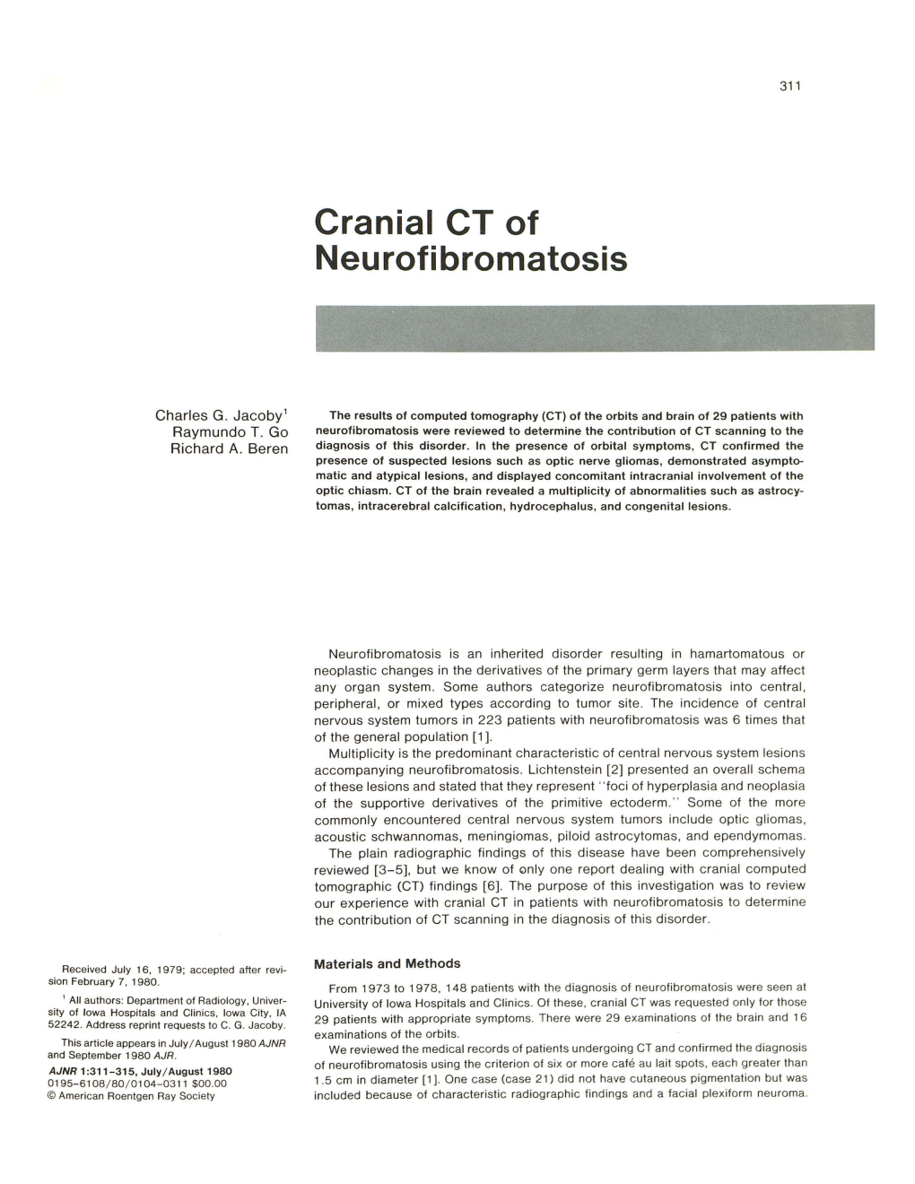 Cranial CT of Neurofibromatosis