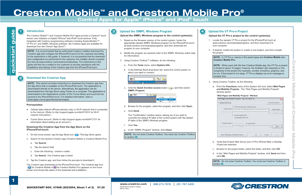 Crestron Mobile & Mobile Pro Ipod-Iphone QS 6766D