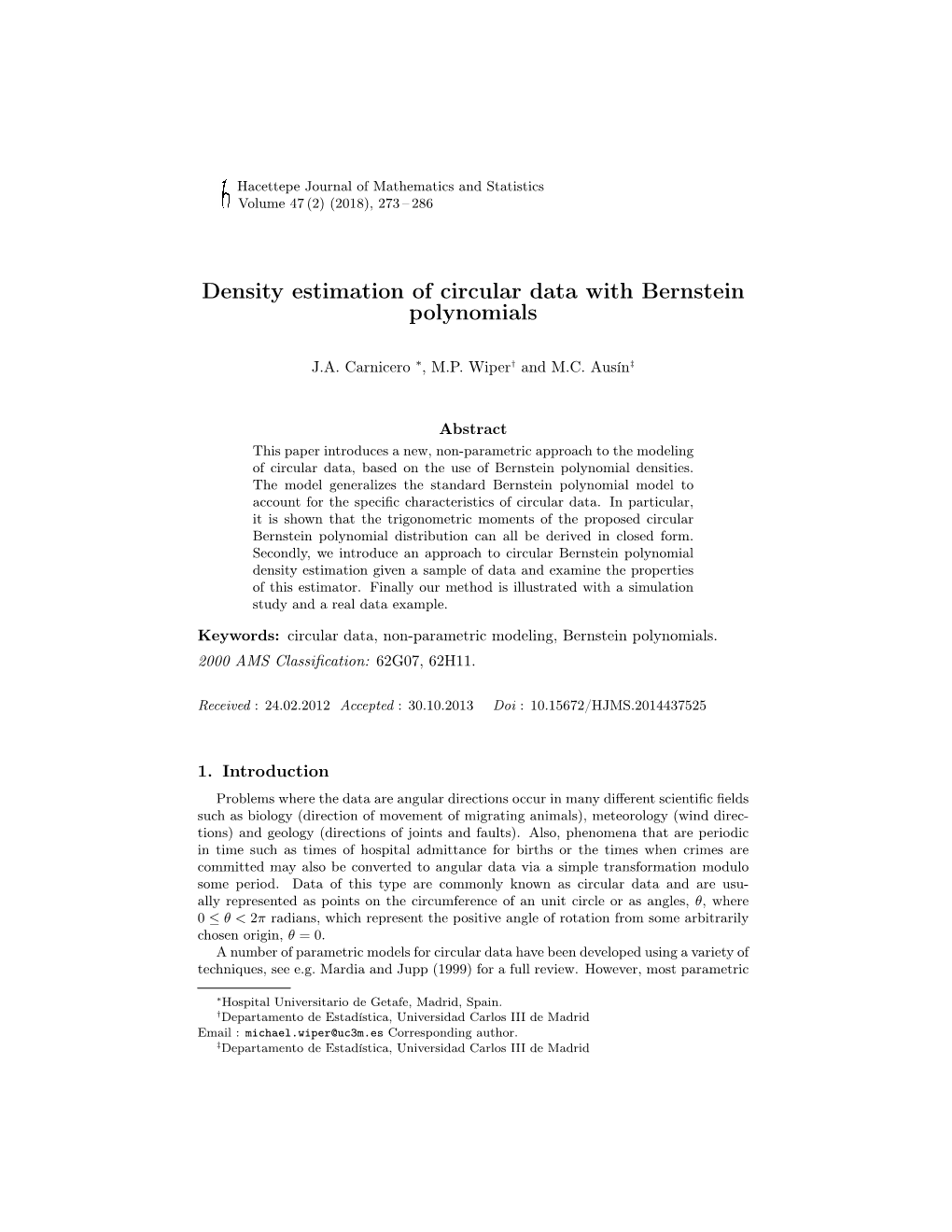 Density Estimation of Circular Data with Bernstein Polynomials