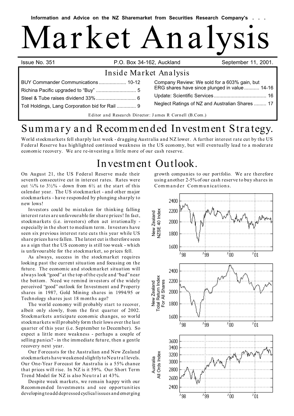 Summary and Recommended Investment Strategy. Investment Outlook