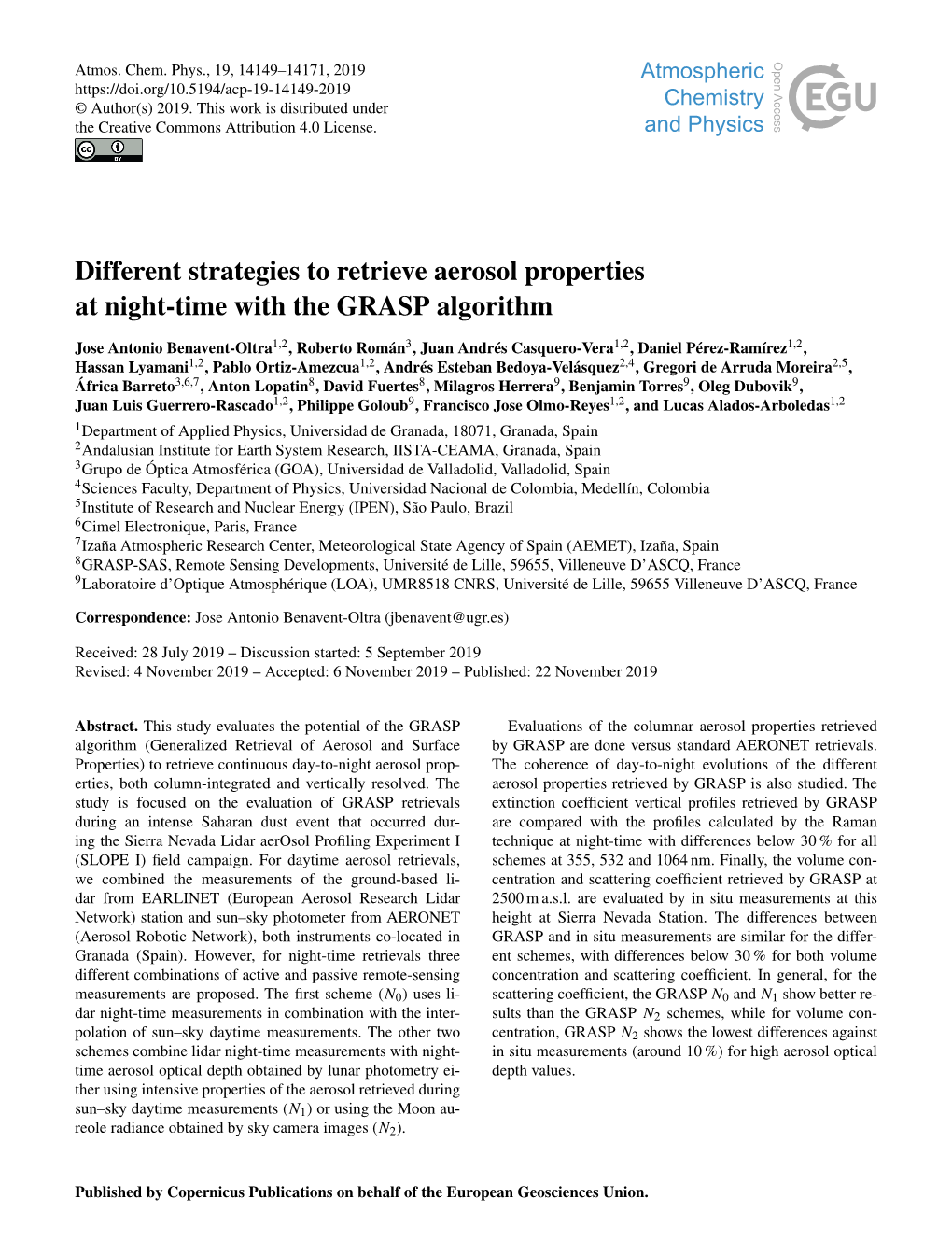 Articles Can Scatter and Absorb Solar and Ter- Backscatter and Extinction Measurements