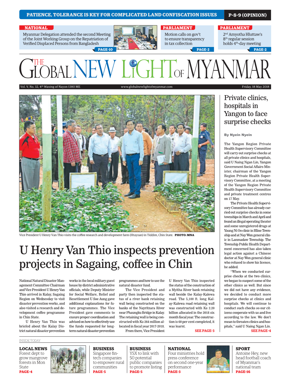 U Henry Van Thio Inspects Prevention Projects in Sagaing, Coffee in Chin