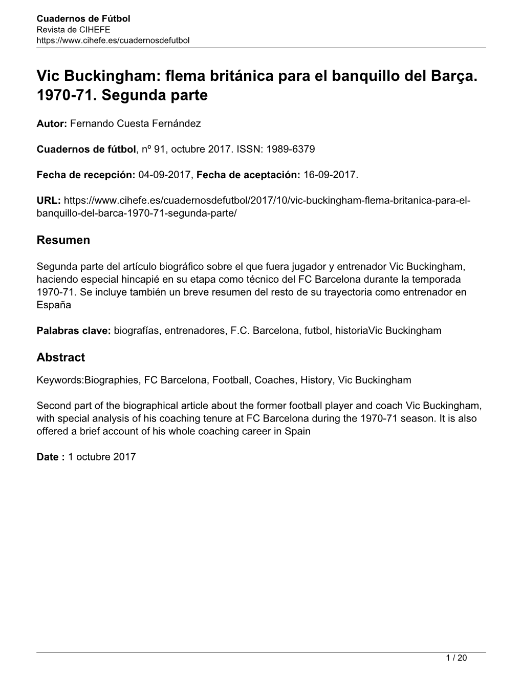 Vic Buckingham: Flema Británica Para El Banquillo Del Barça