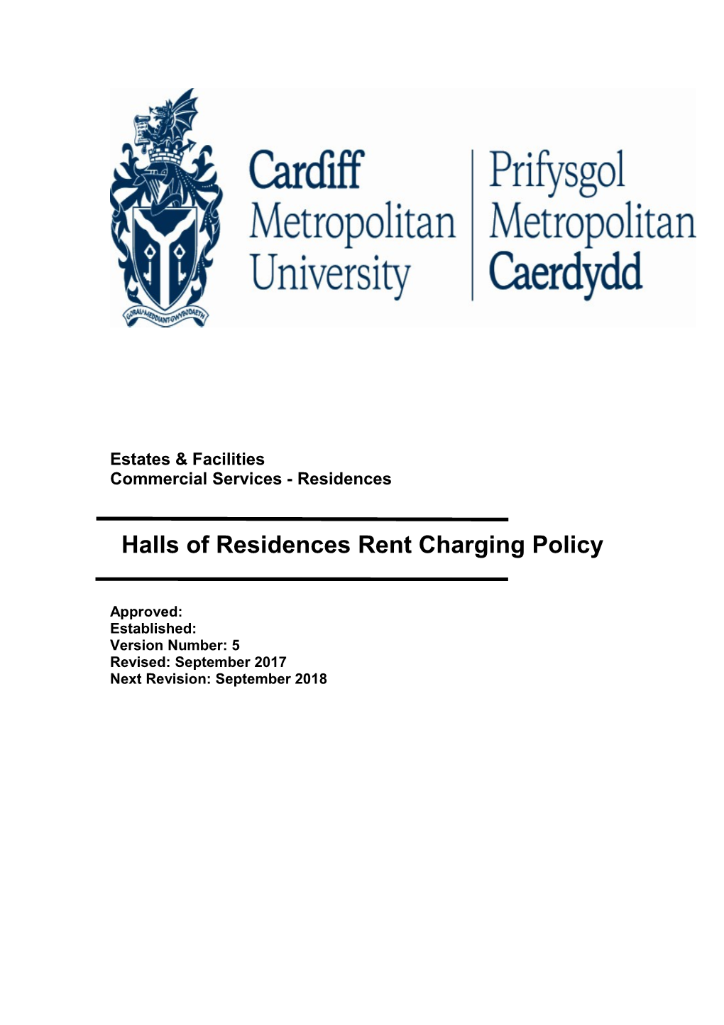 Halls of Residence Rent Charging Policy