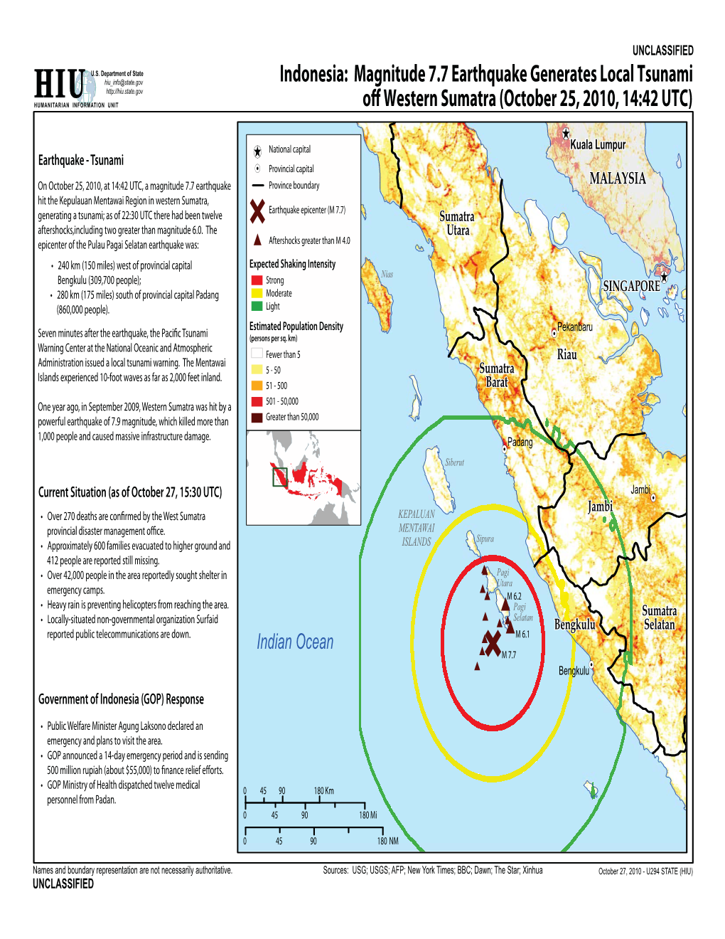 Magnitude 7.7 Earthquake Generates Local Tsunami Off Western Sumatra